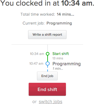 online time clock screenshot