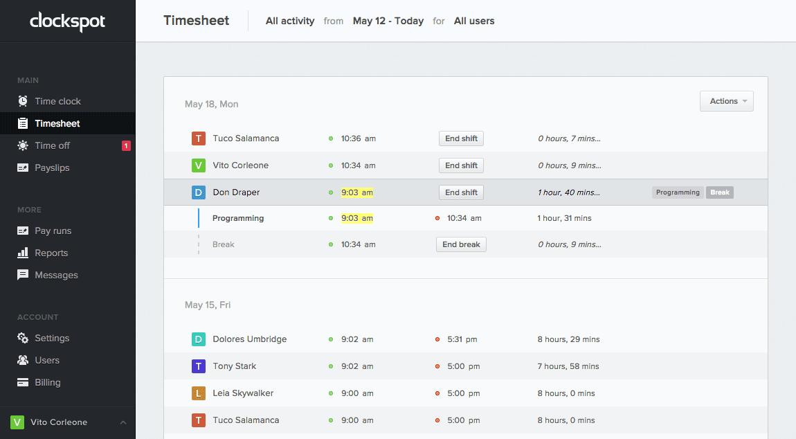 timesheet screenshot